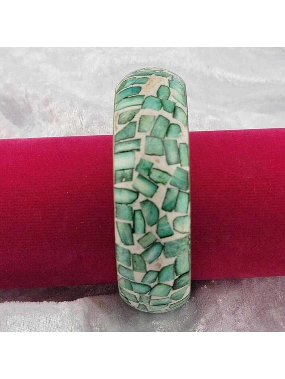 Vintage Stone Mosaic Style Bangle Bracelet